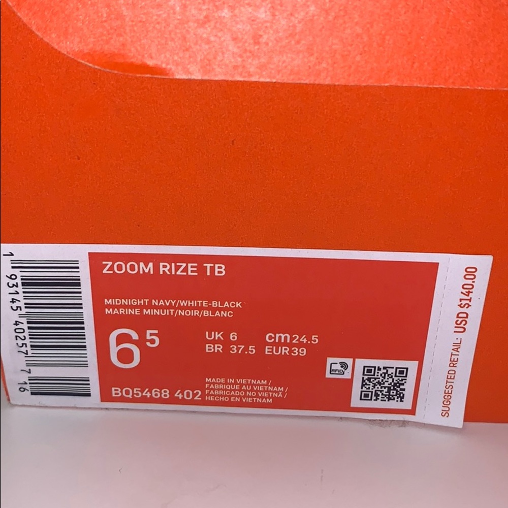NIB Nike Zoom Rize TB Midnight Navy/White/Black - Picture 9 of 9
